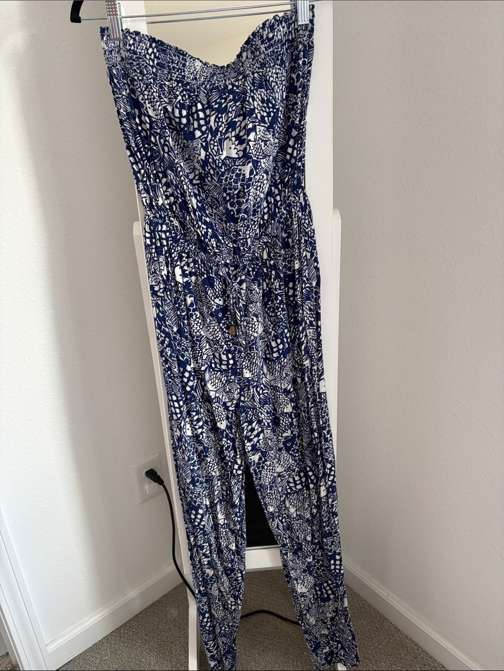 Lilly Pulitzer for Target Navy & White Strapless Printed Jumpsuit